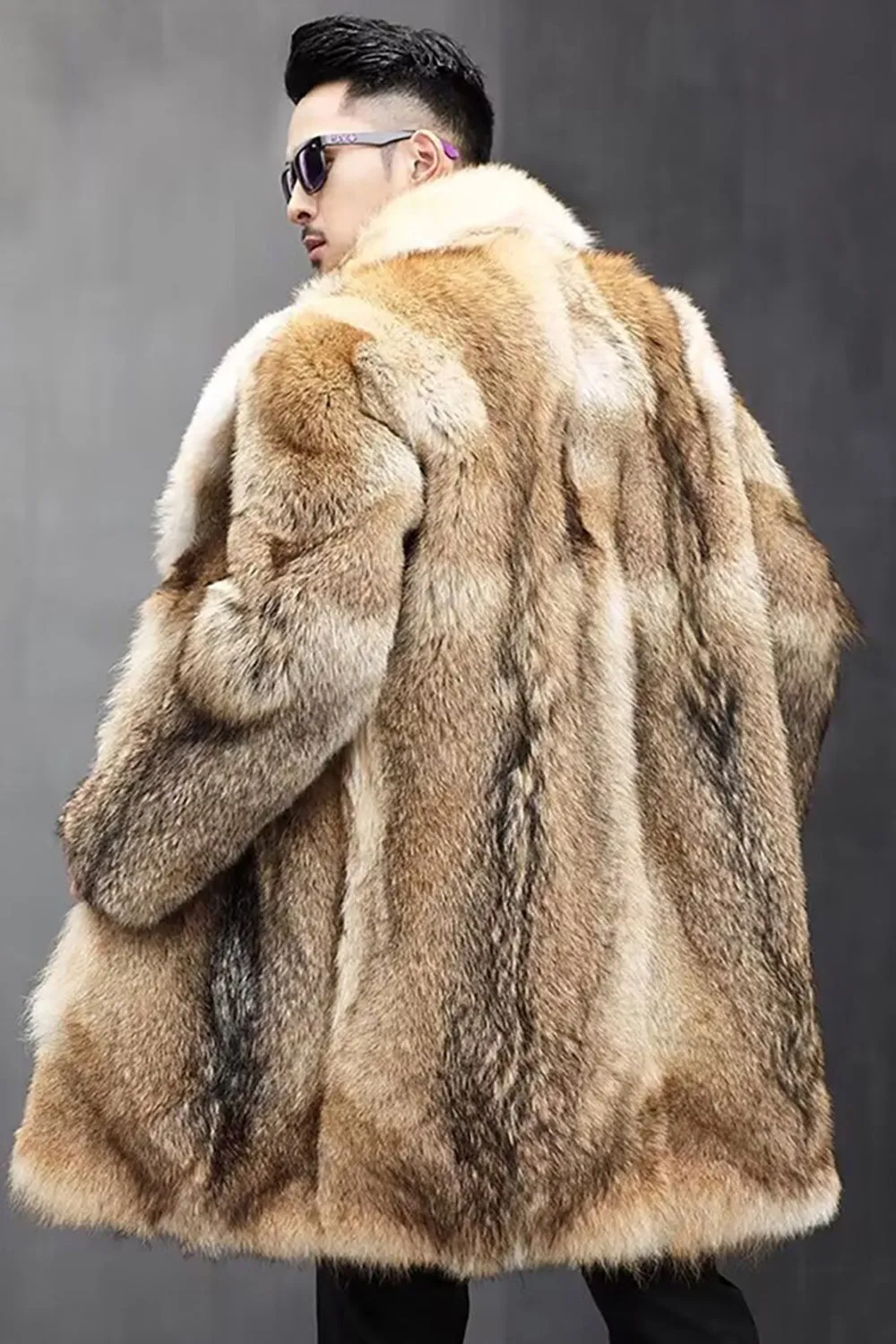 Brown Winter Lapel Thickened Men's Faux Fur Coat sold by Zapaka product image thumbnail 3