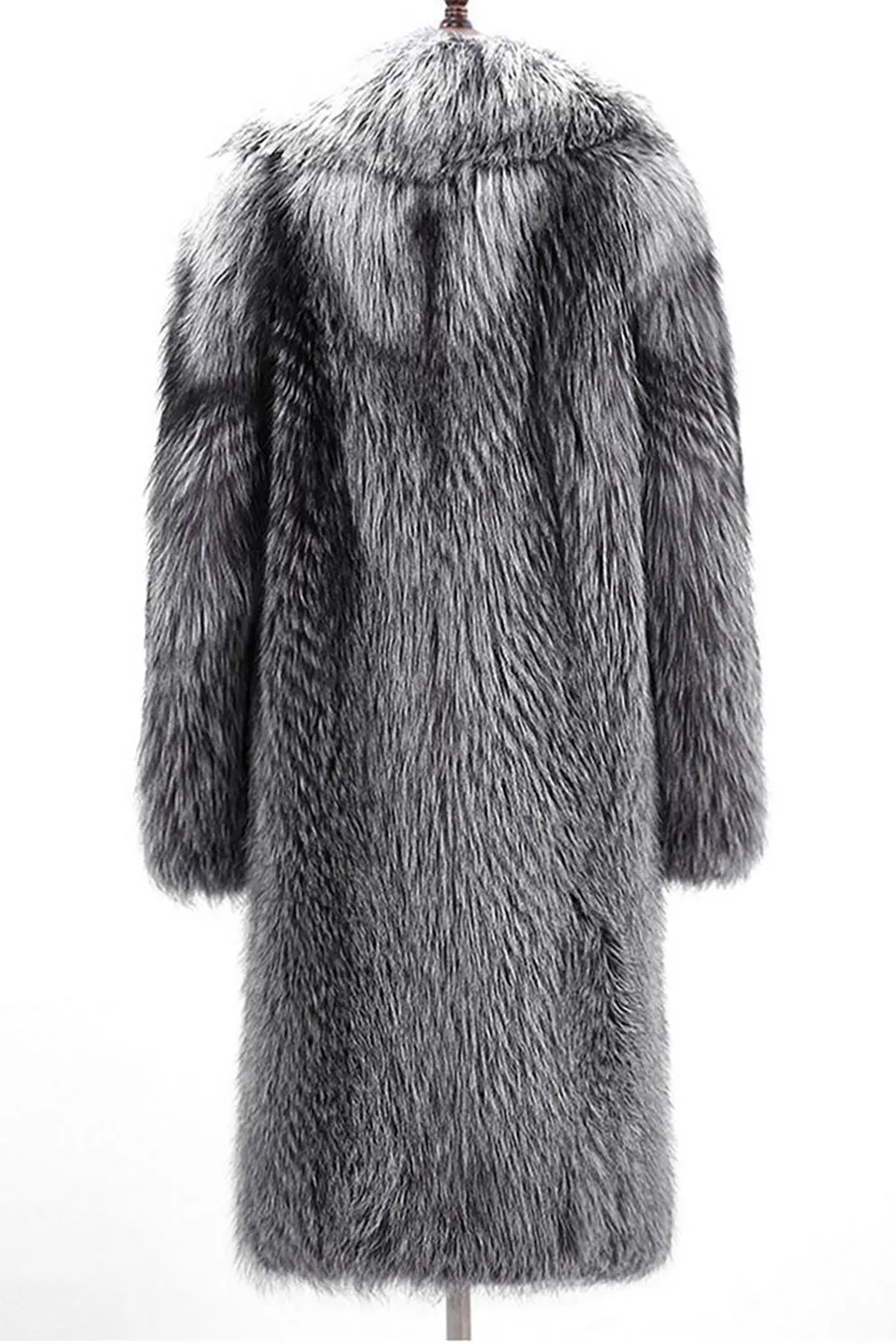 Faux Fur Silver Grey Thickened Lapel Men's Coat sold by Zapaka product image thumbnail 3