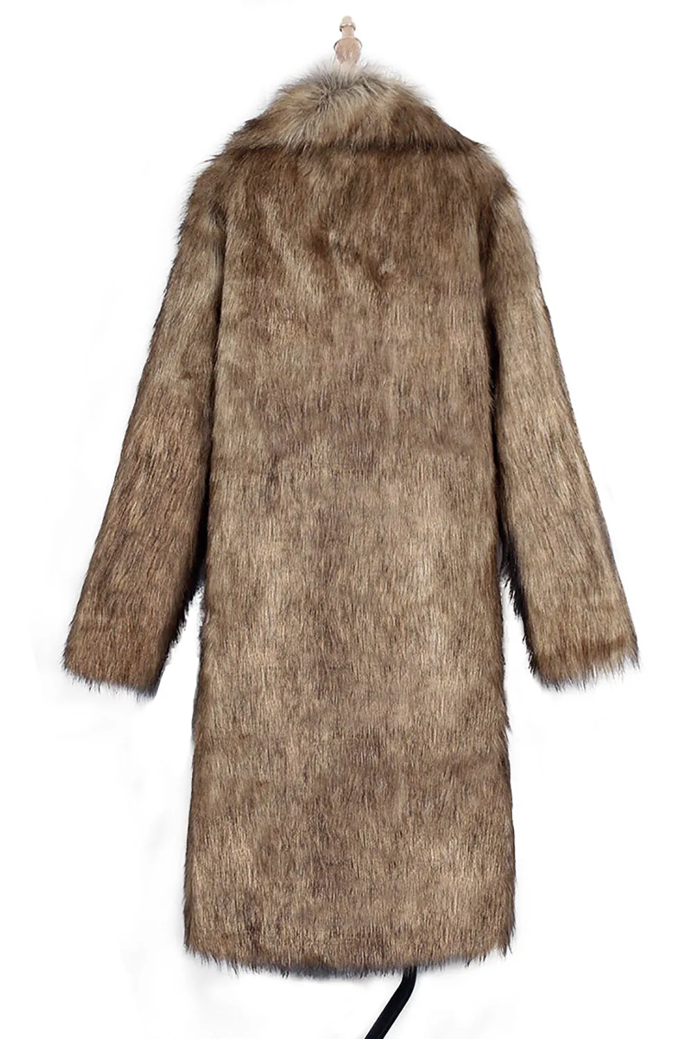 Brown Midi Faux Fur Warm Thickened Men's Coat sold by Zapaka product image thumbnail 4