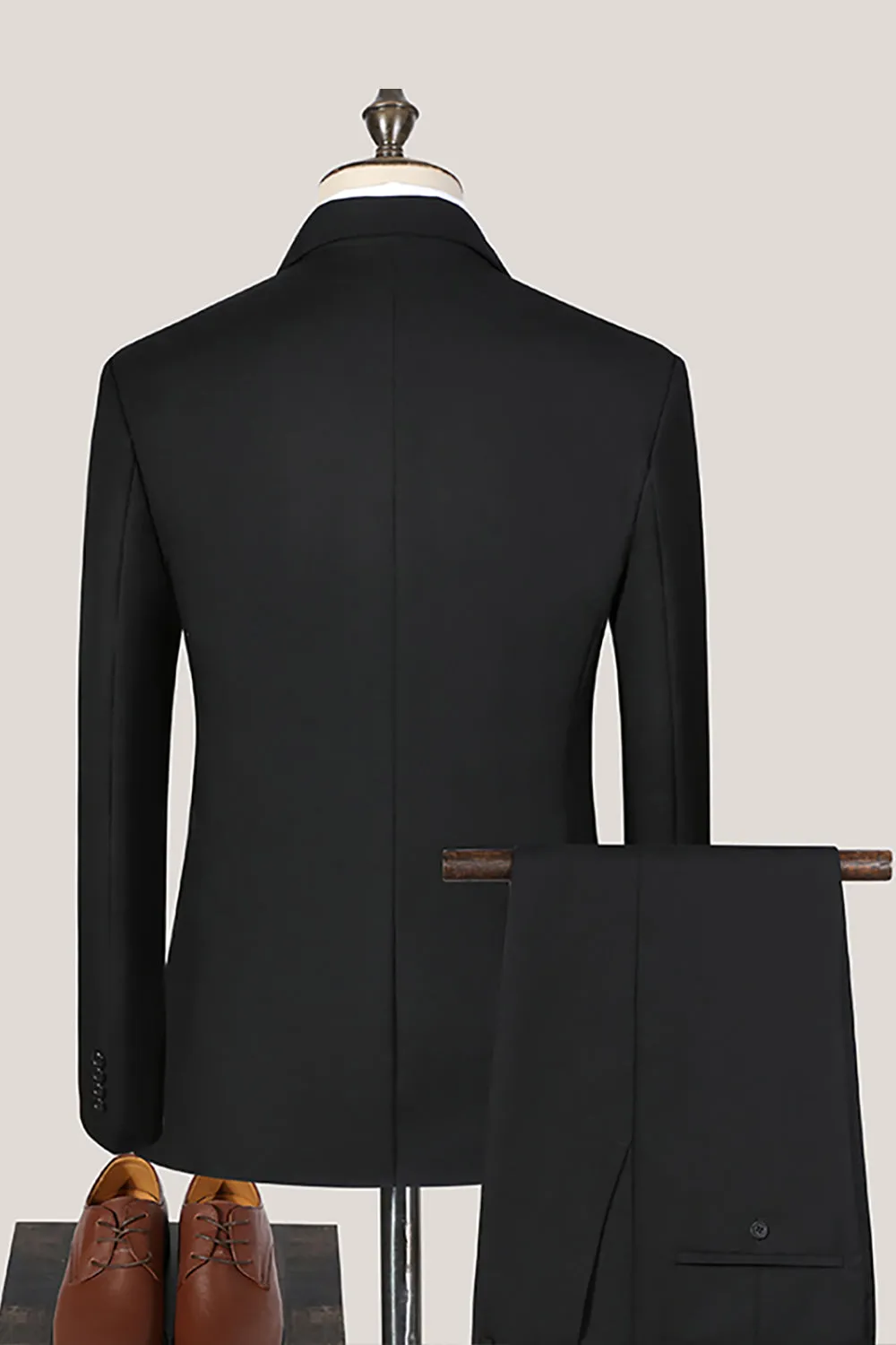 Black Notched Lapel 3 Pieces Slim Fit Men's Suits sold by Zapaka product image thumbnail 2