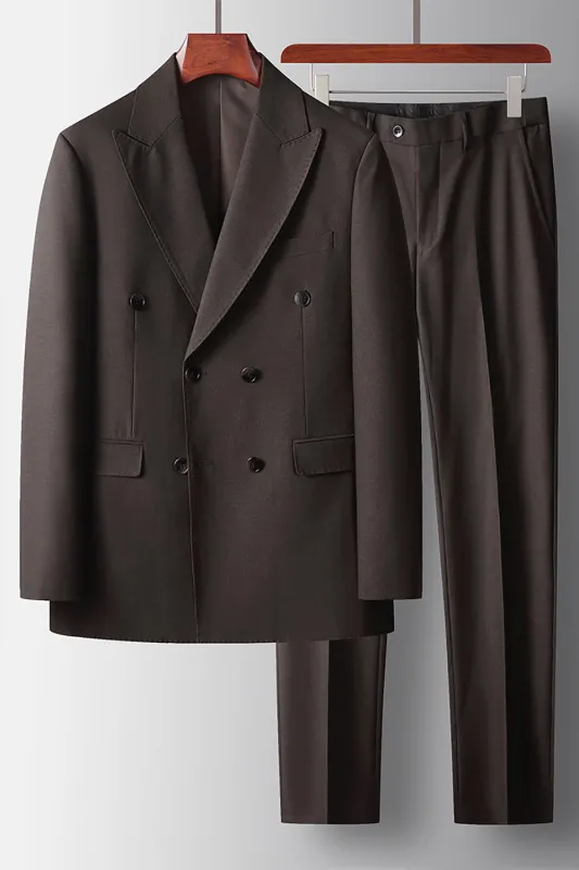 Coffee Peak Lapel 2 Pieces Men's Formal Suits sold by Zapaka
