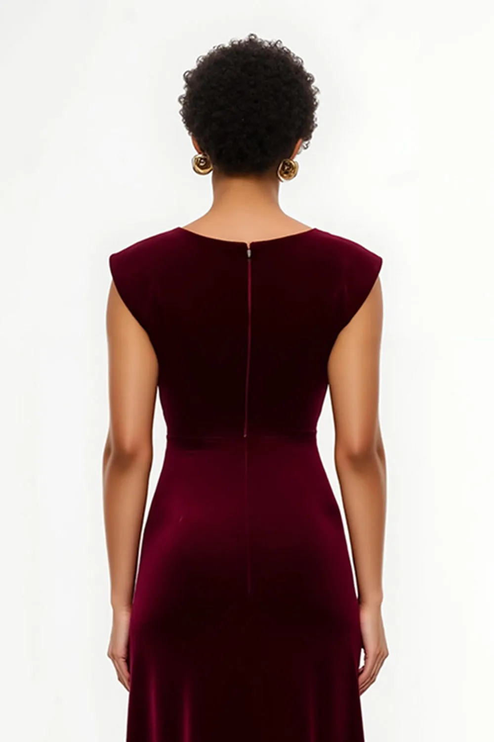 Burgundy Sheath Bateau Neck Long Holiday Dress sold by Zapaka product image thumbnail 3