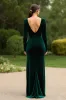 Dark Green V-Neck Sheath Velvet Long Holiday Party Dress With Slit sold by Zapaka