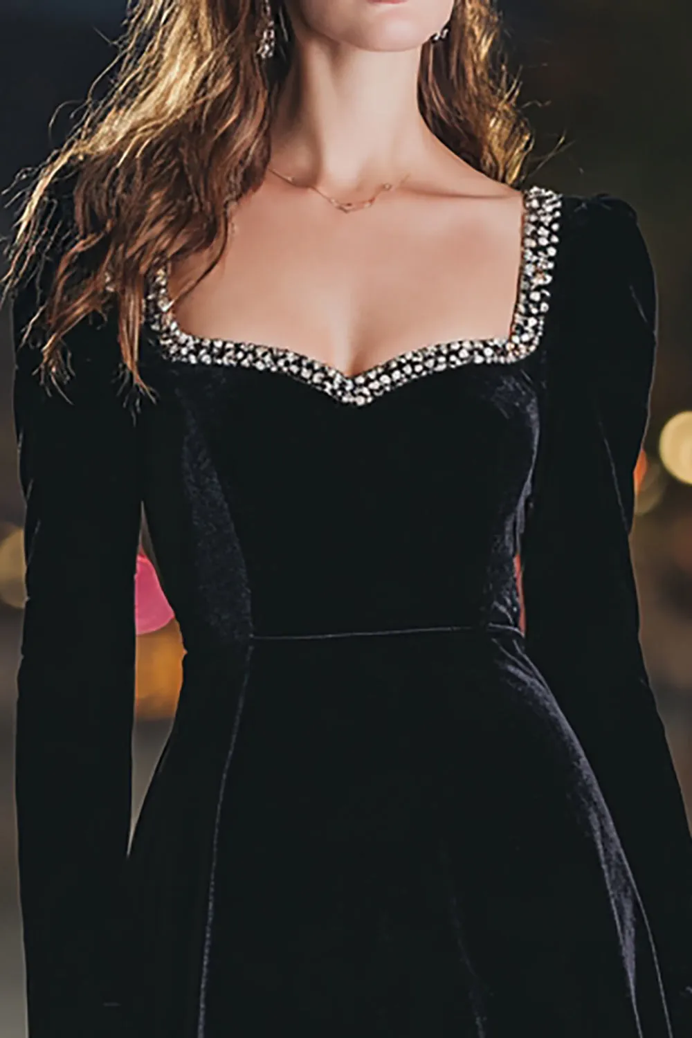 Sparkly Black A Line Velvet Short Cocktail Dress With Beading sold by Zapaka product image thumbnail 2