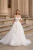 Lace Off the Shoulder Corset Appliques A Line Wedding Dress sold by Zapaka