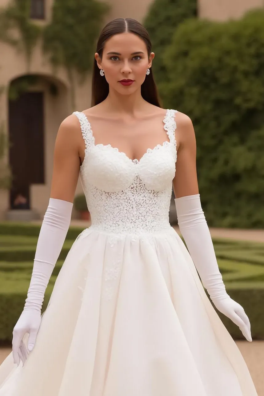 Tulle Corset A Line Ivory Square Neck Wedding Dress sold by Zapaka product image thumbnail 2