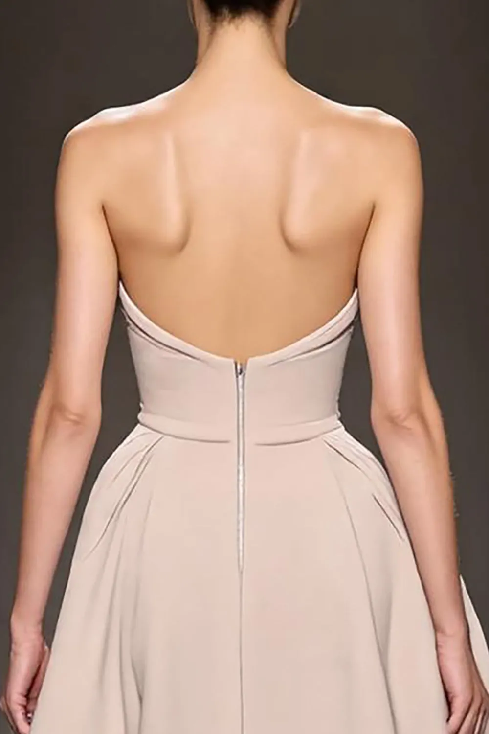 Champagne A Line Spaghetti Straps Long Evening Dress With Slit sold by Zapaka product image thumbnail 4