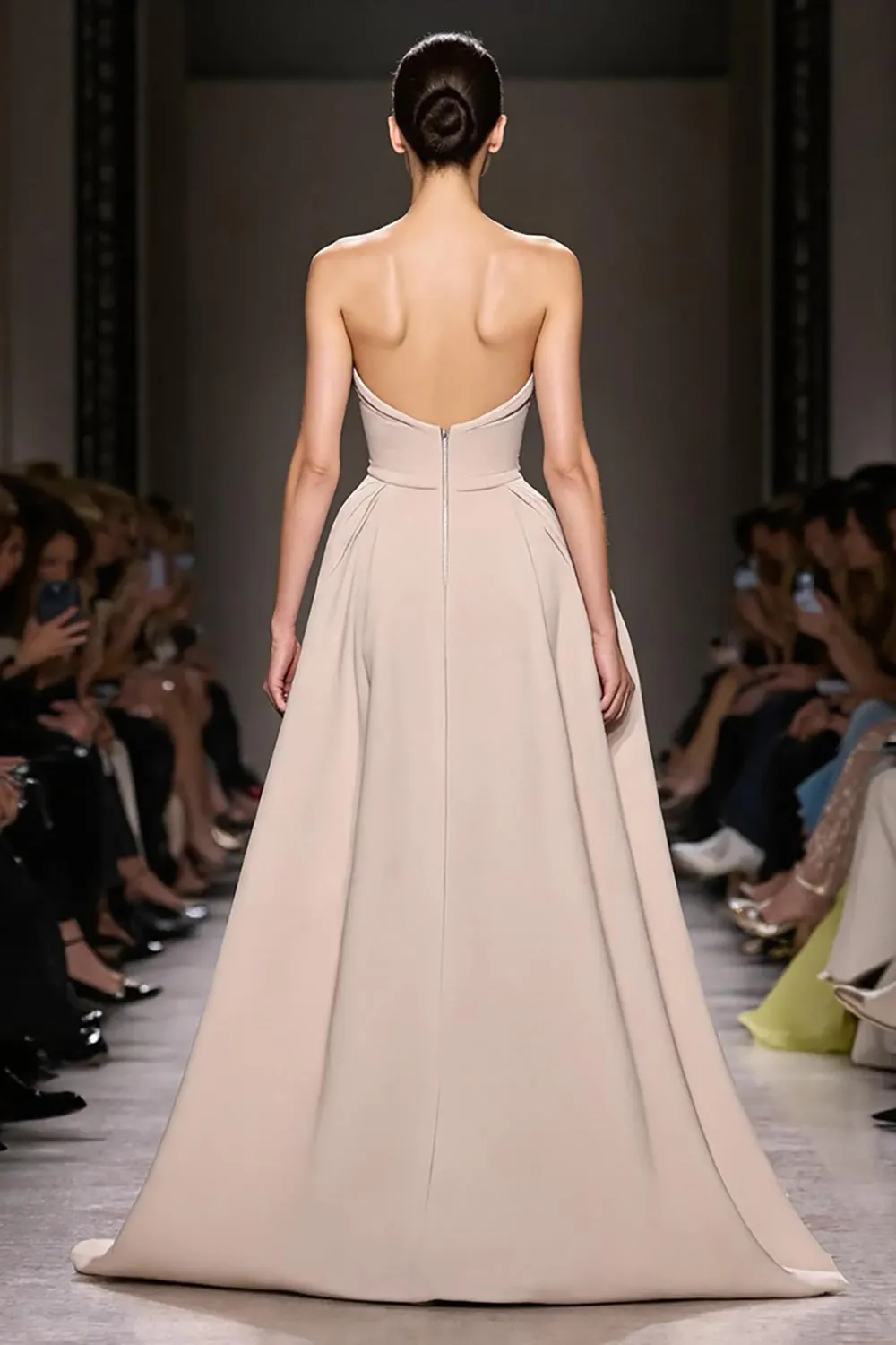 Champagne A Line Spaghetti Straps Long Evening Dress With Slit sold by Zapaka product image thumbnail 2