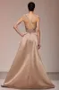 Champagne Satin Ruched Long Evening Dress sold by Zapaka