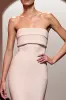 Champagne Mermaid Satin Strapless Long Evening Dress sold by Zapaka