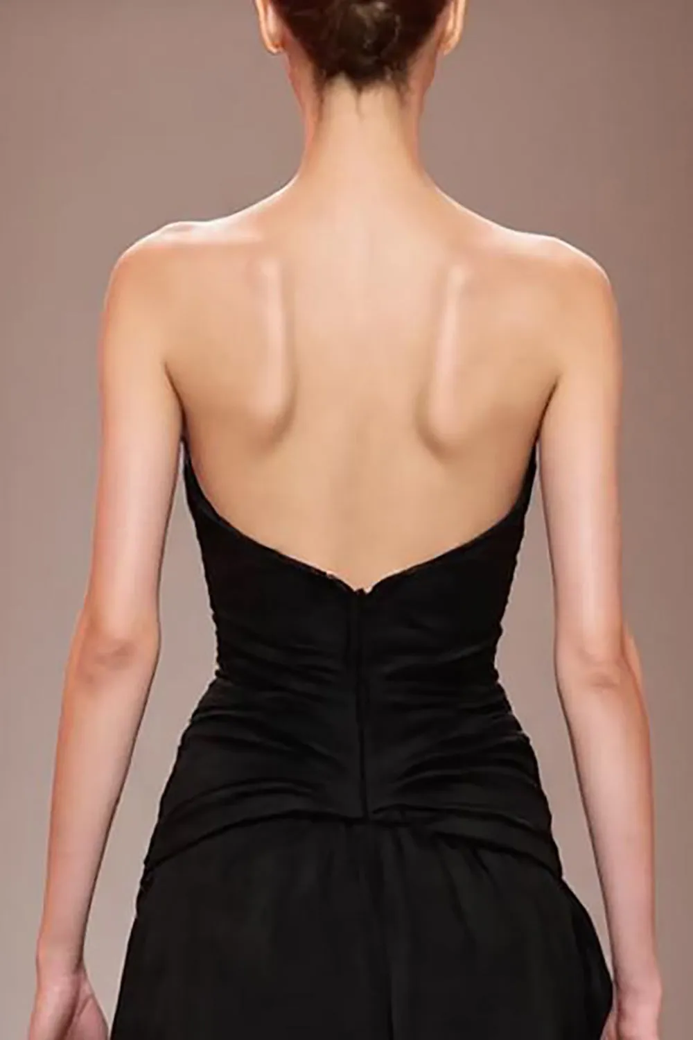 Black A Line Satin Beaded Sweetheart Evening Dress With Slit sold by Zapaka product image thumbnail 4