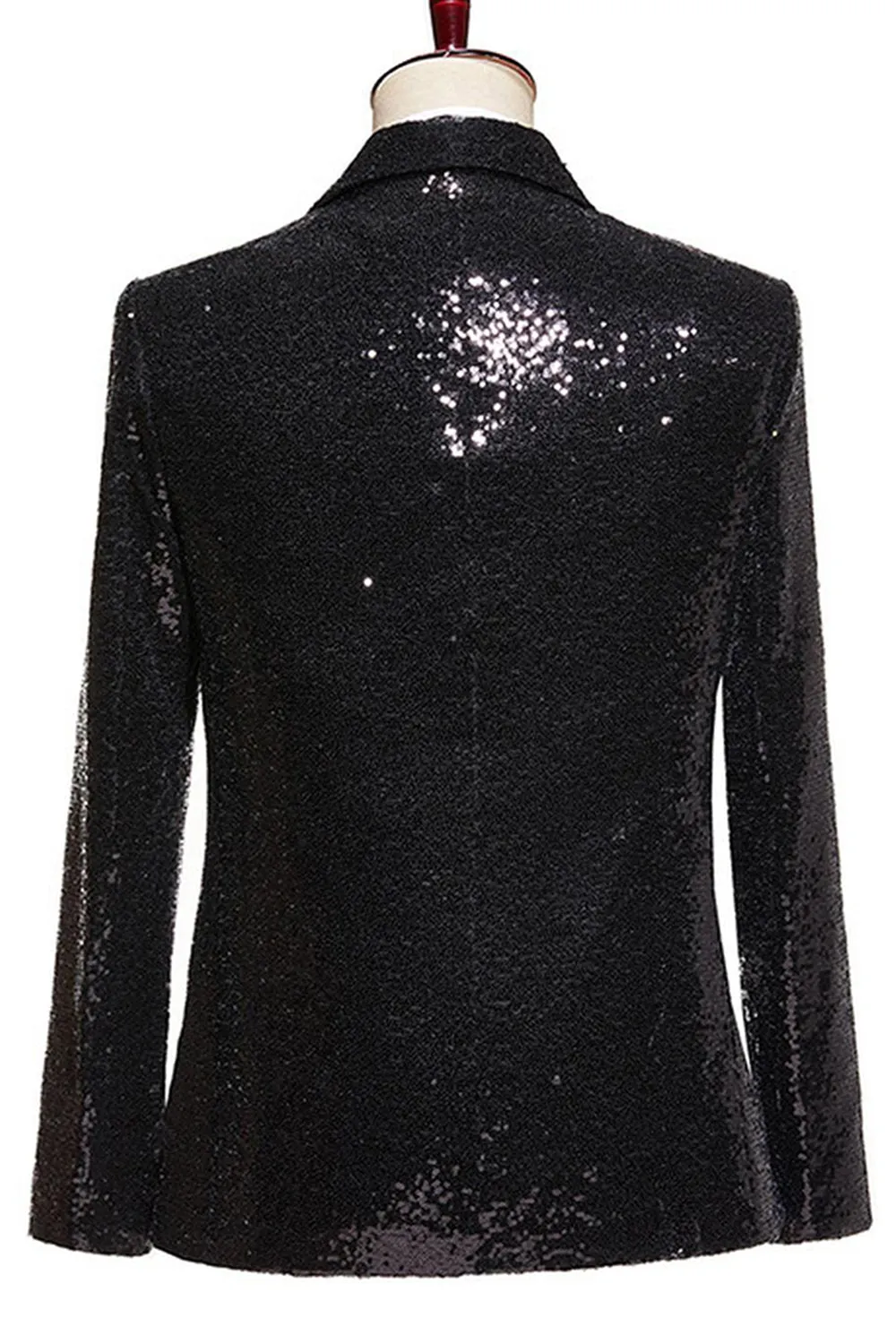 Black Sequins 2 Piece Peak Lapel Men's Prom Suits sold by Zapaka product image thumbnail 3
