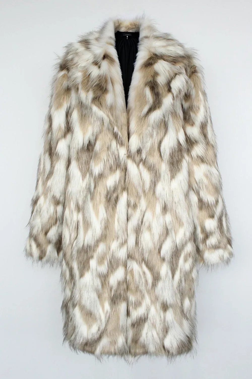 Grey Faux Fur Notched Lapel Long Winter Men's Coat sold by Zapaka product image thumbnail 4