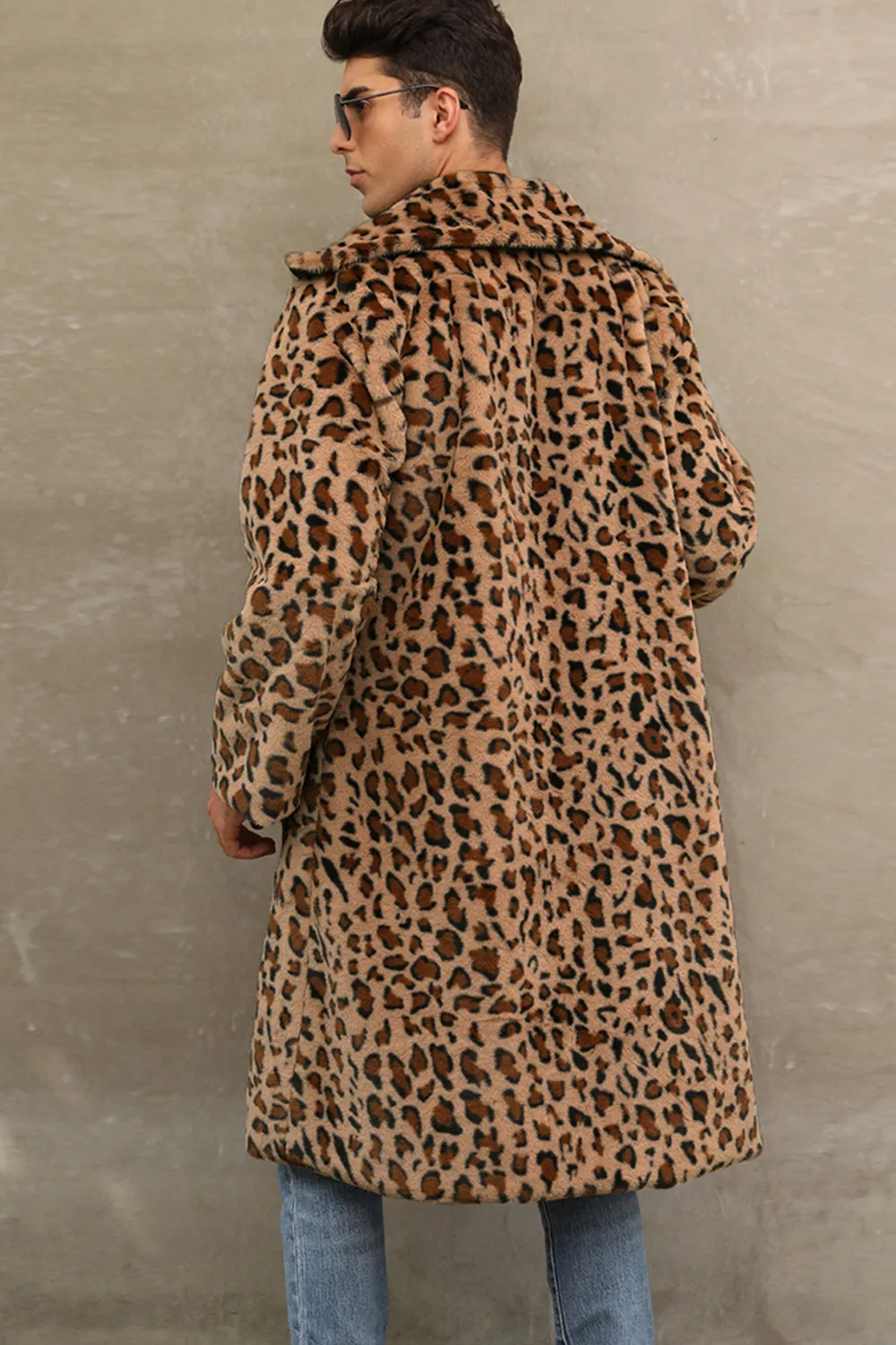 White and Black Straps Long Faux Fur Men's Winter Coat sold by Zapaka product image thumbnail 4