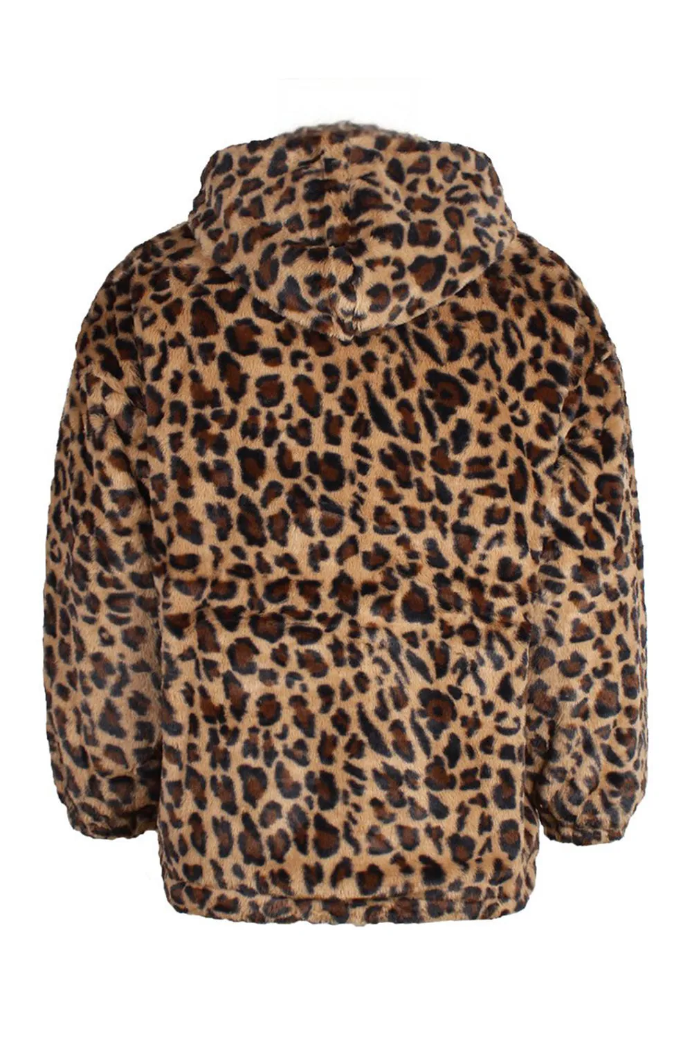 Coffee Leopard Faux Fur Men's Winter Coat with Pockets sold by Zapaka product image thumbnail 5
