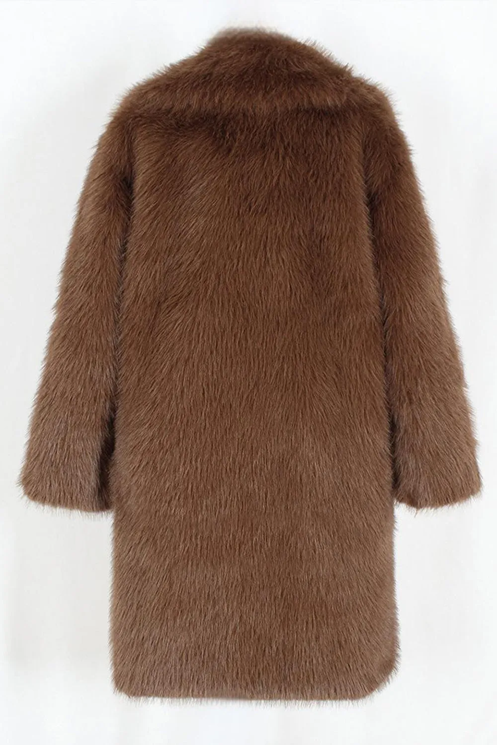 Brown Faux Fur Notched Lapel Long Men's Winter Coat sold by Zapaka product image thumbnail 5