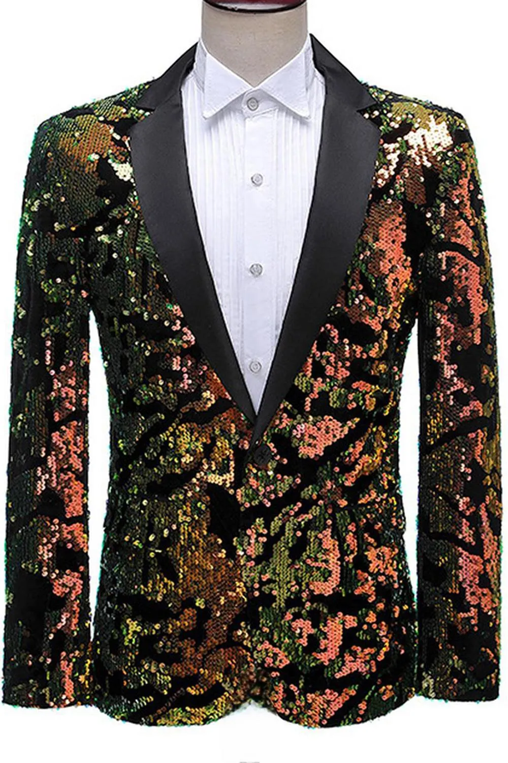 Sparkly Men's Blue Purple Notched Lapel Prom Blazer With Sequins sold by Zapaka product image thumbnail 5