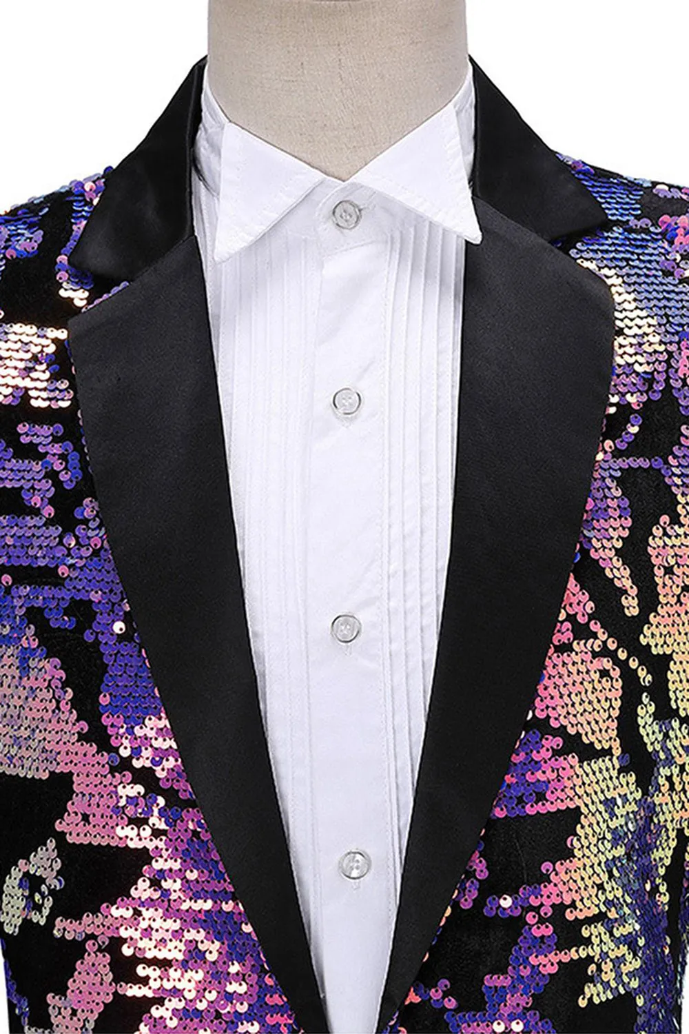 Sparkly Men's Blue Purple Notched Lapel Prom Blazer With Sequins sold by Zapaka product image thumbnail 3