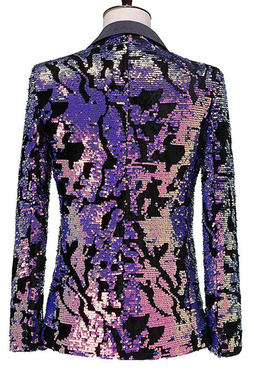 Sparkly Men's Blue Purple Notched Lapel Prom Blazer With Sequins sold by Zapaka product image thumbnail 2