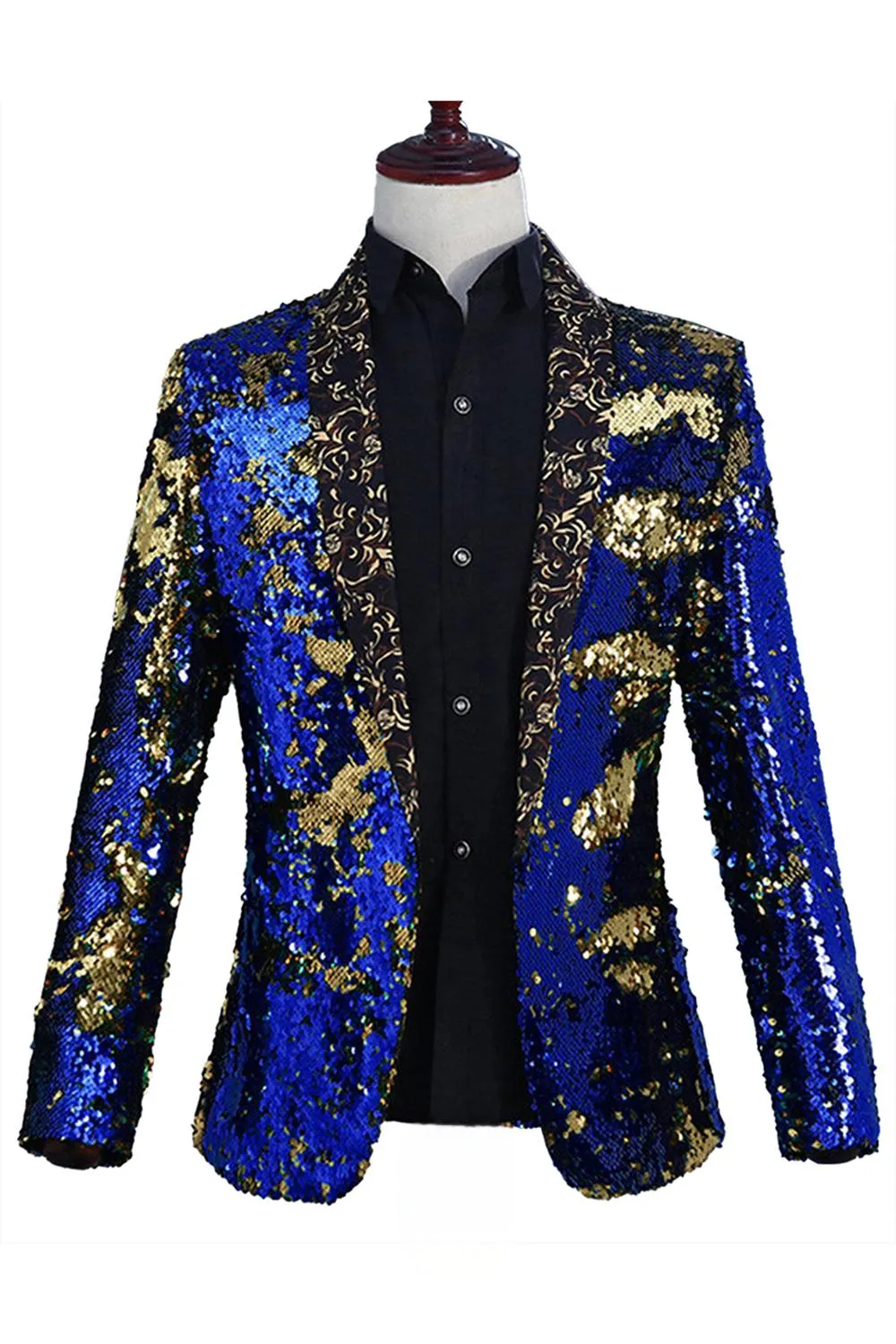 Sparkly Shawl Lapel Purple And Blue Men's Prom Blazer With Sequins sold by Zapaka product image thumbnail 4