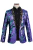 Sparkly Shawl Lapel Purple And Blue Men's Prom Blazer With Sequins sold by Zapaka