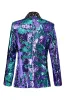Sparkly Shawl Lapel Purple And Blue Men's Prom Blazer With Sequins sold by Zapaka