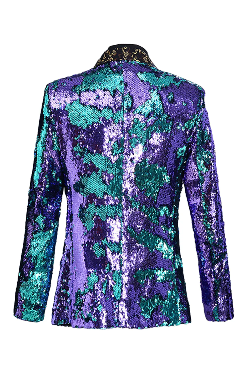 Sparkly Shawl Lapel Purple And Blue Men's Prom Blazer With Sequins sold by Zapaka product image thumbnail 2