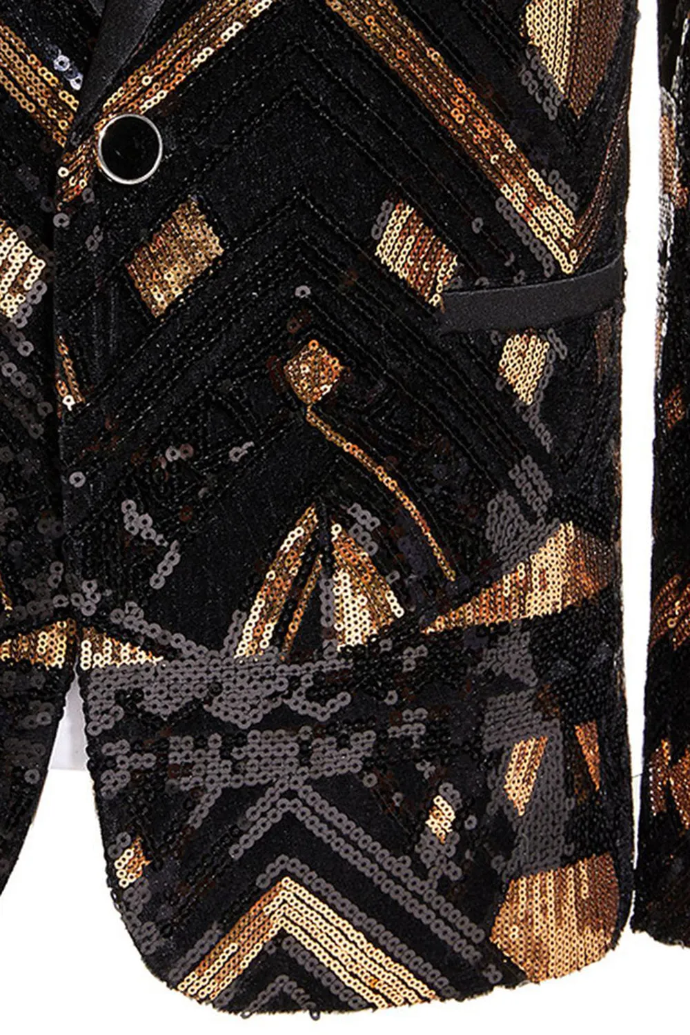 Black and Golden Sequin Shawl Lapel Men's Prom Blazer sold by Zapaka product image thumbnail 5