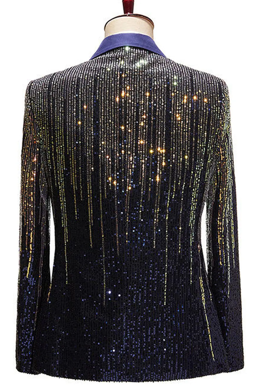 Men's Black Notched Lapel Single Breasted Prom Blazer with Sequins sold by Zapaka product image thumbnail 4