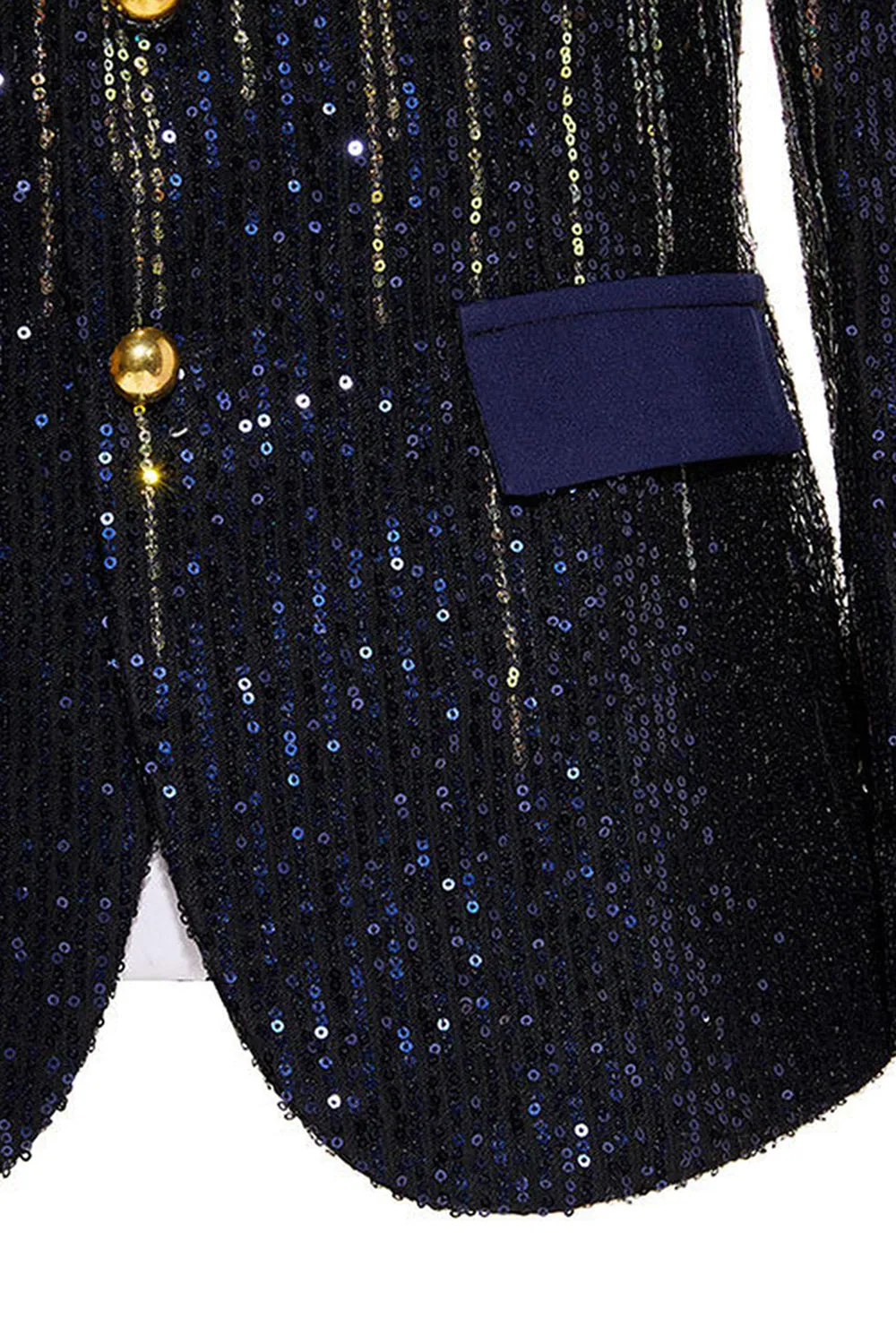 Men's Black Notched Lapel Single Breasted Prom Blazer with Sequins sold by Zapaka product image thumbnail 5