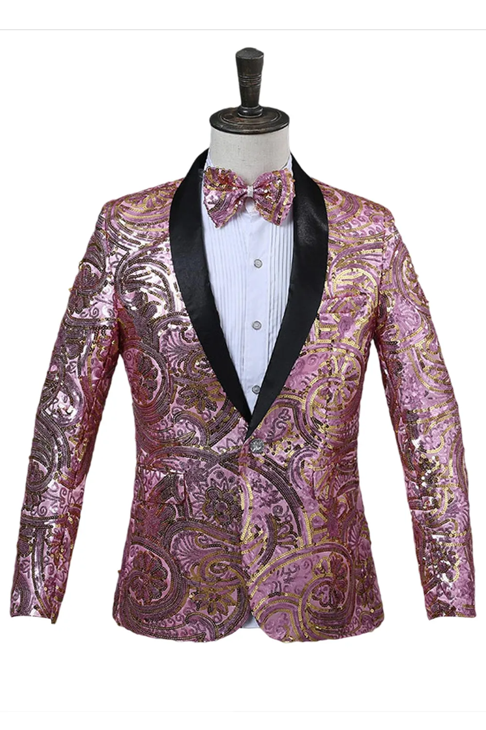 Sparkly Sequins Men's Red Shawl Lapel Prom Blazer sold by Zapaka product image thumbnail 5