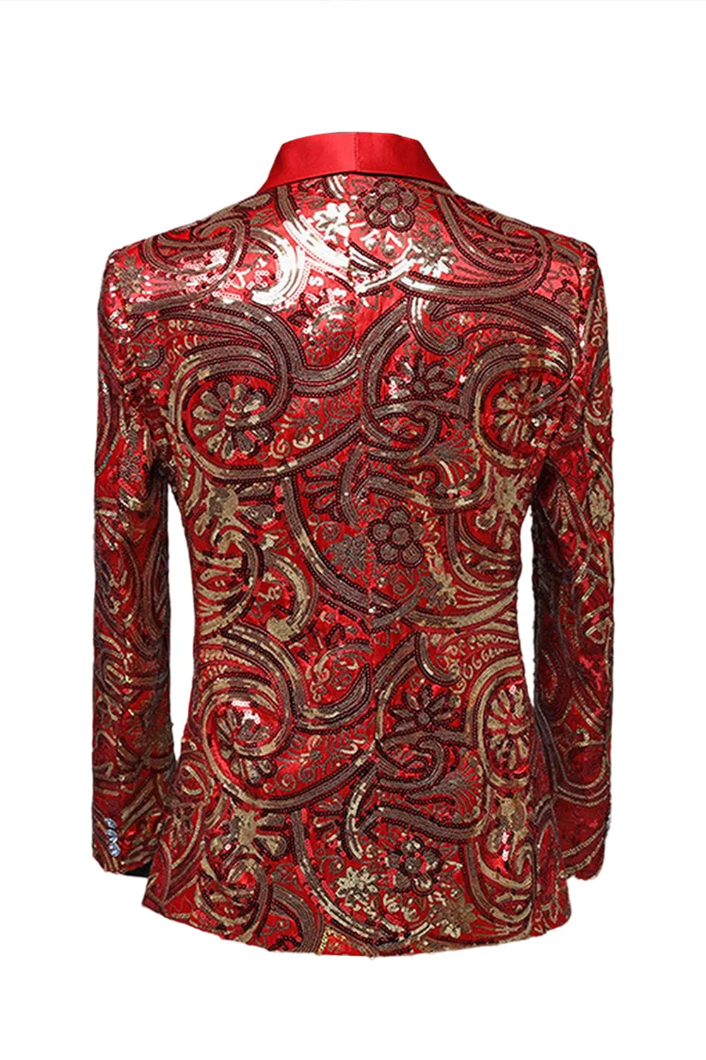 Sparkly Sequins Men's Red Shawl Lapel Prom Blazer sold by Zapaka product image thumbnail 2
