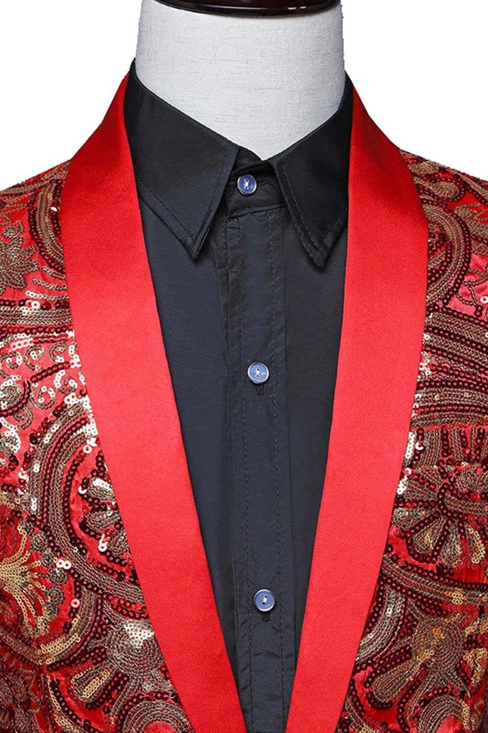 Sparkly Sequins Men's Red Shawl Lapel Prom Blazer sold by Zapaka product image thumbnail 3