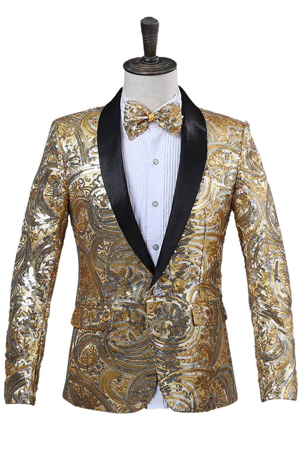 Sparkly Sequins Men's Red Shawl Lapel Prom Blazer sold by Zapaka product image thumbnail 4