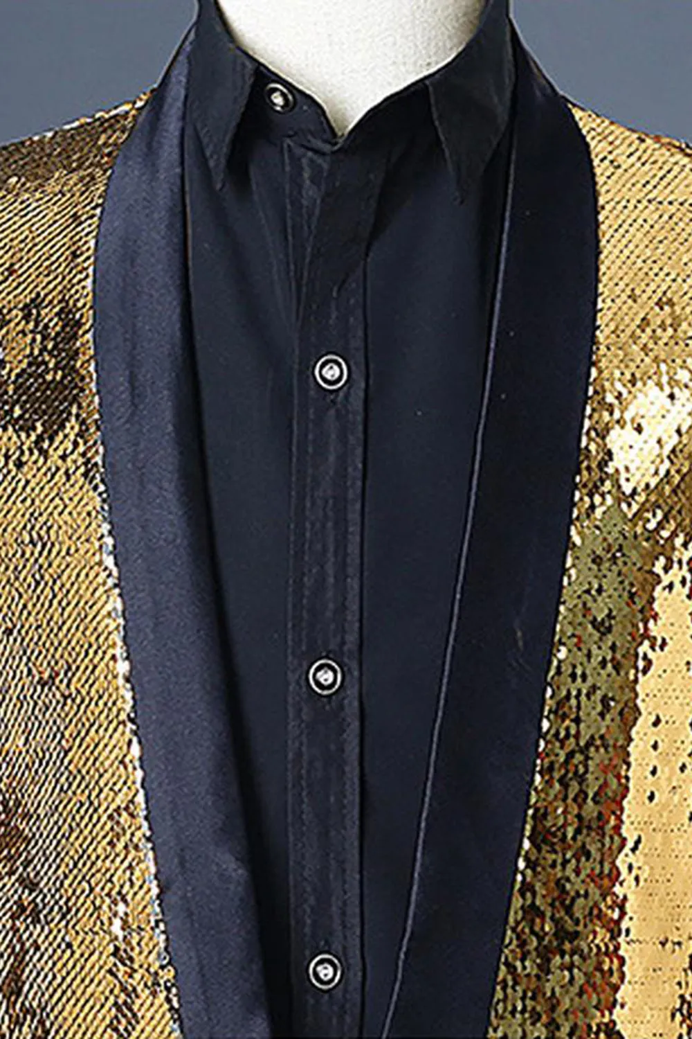 Sparkly Silver and Golden Shawl Lapel Men's Prom Blazer with Sequins sold by Zapaka product image thumbnail 3