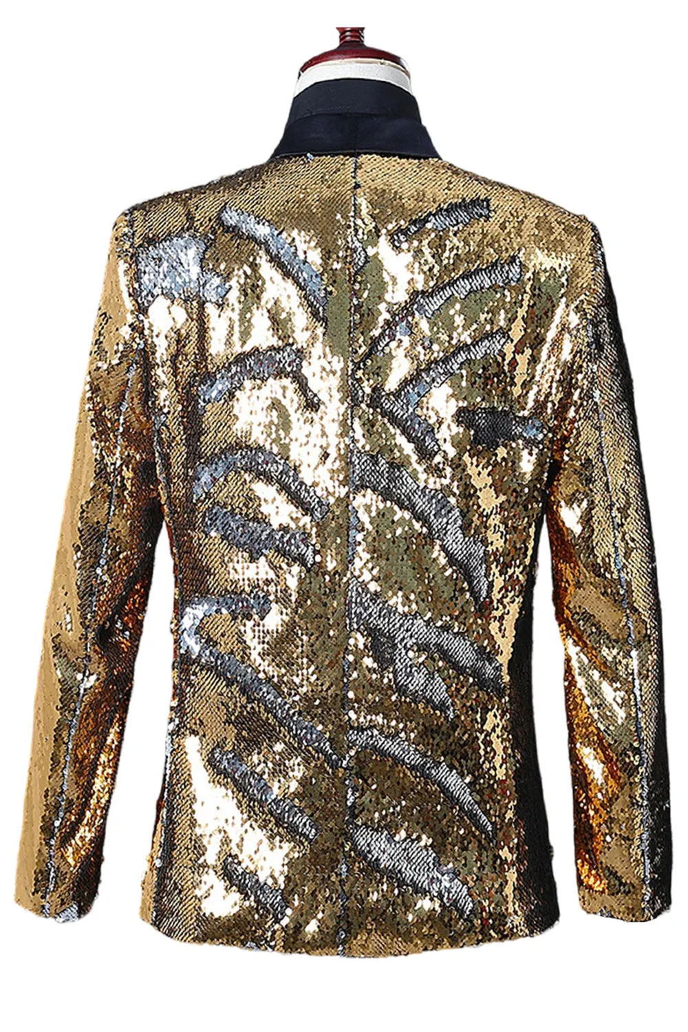 Sparkly Silver and Golden Shawl Lapel Men's Prom Blazer with Sequins sold by Zapaka product image thumbnail 2