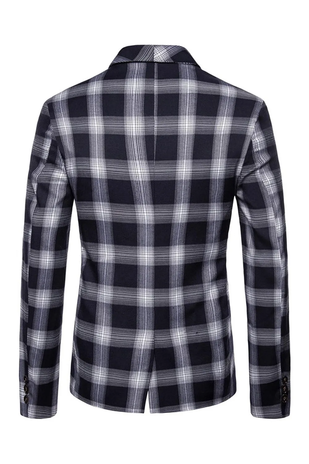 Navy Shawl Lapel Striped Men's Prom Blazer sold by Zapaka product image thumbnail 2