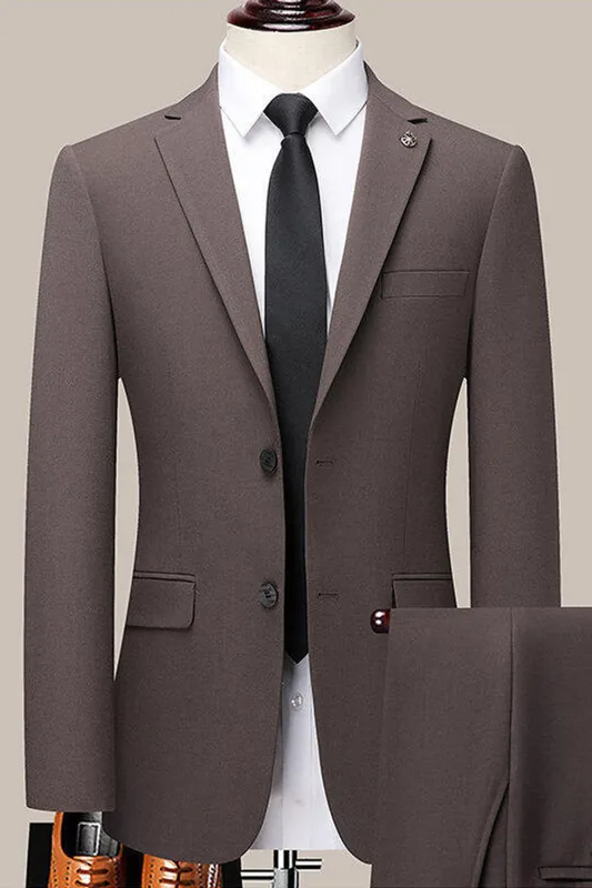 Coffee Notched Lapel Singel Breasted Slim Fit Suit sold by Zapaka