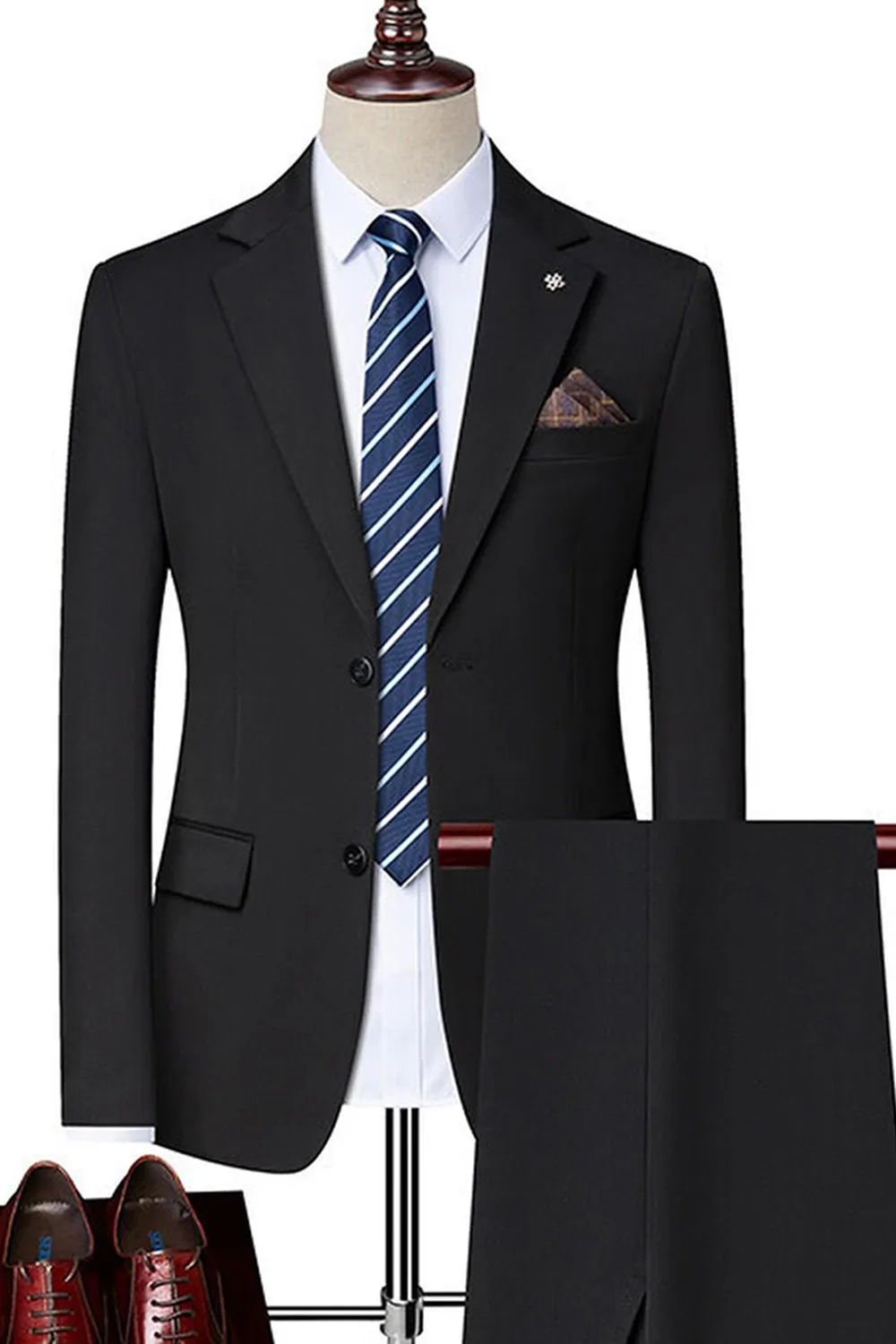 Black Notched Lapel Singel Breasted 2-piece Men Suits sold by Zapaka