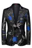 Blue and Black Notched Lapel Jacquard 2 Piece Men's Prom Suits sold by Zapaka