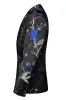 Blue and Black Notched Lapel Jacquard 2 Piece Men's Prom Suits sold by Zapaka