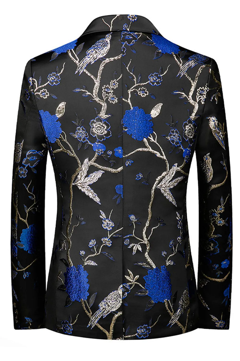 Blue and Black Notched Lapel Jacquard 2 Piece Men's Prom Suits sold by Zapaka product image thumbnail 3