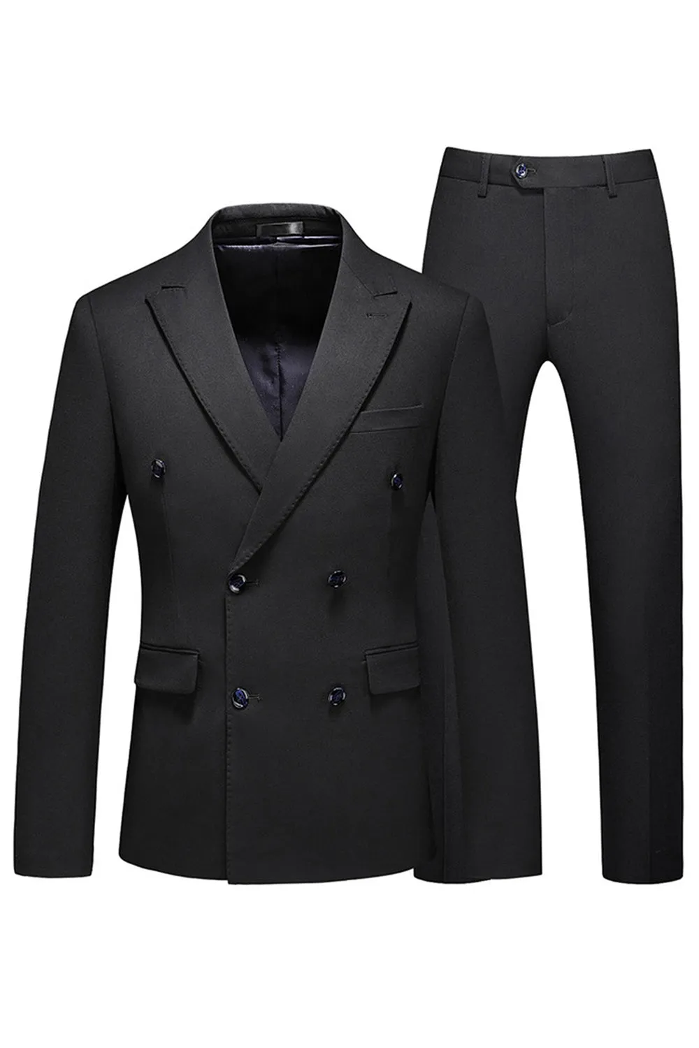 Black Peaked Lapel 3 Pieces Satin Men's Prom Suits sold by Zapaka