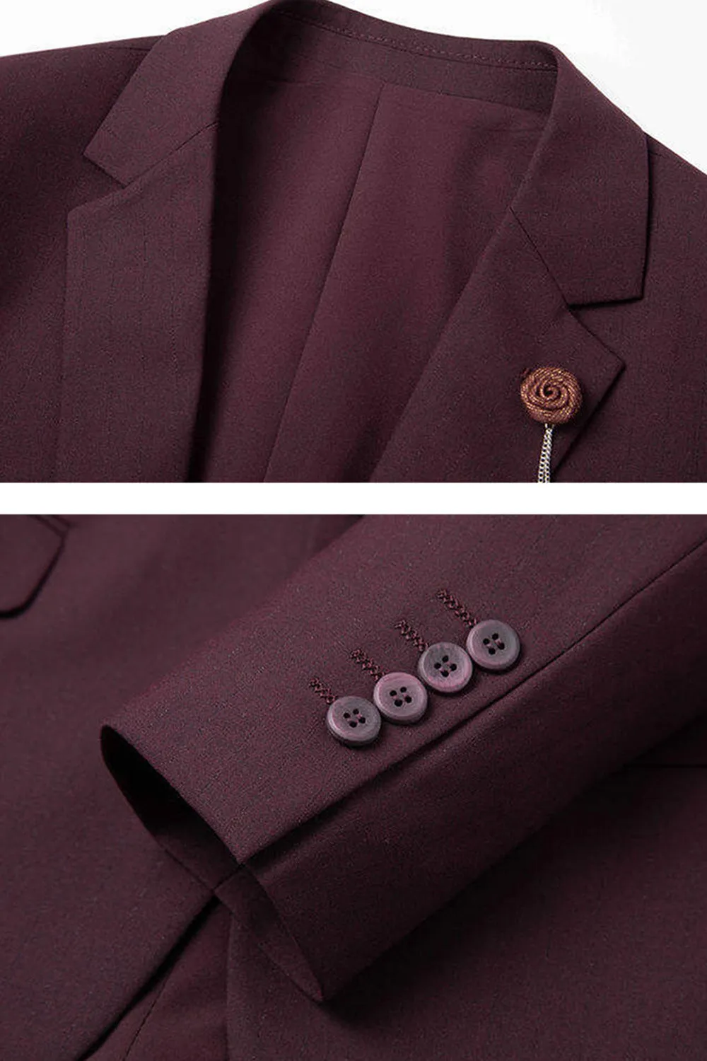 Dark Red Notched Lapel 2-piece Men Suits sold by Zapaka product image thumbnail 3