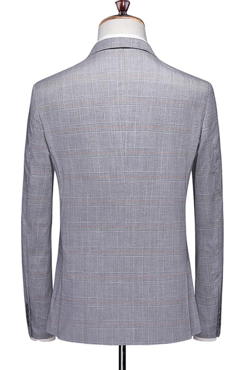 Grey Plaid Notched Lapel 3 Pieces Men's Formal Suits sold by Zapaka product image thumbnail 2