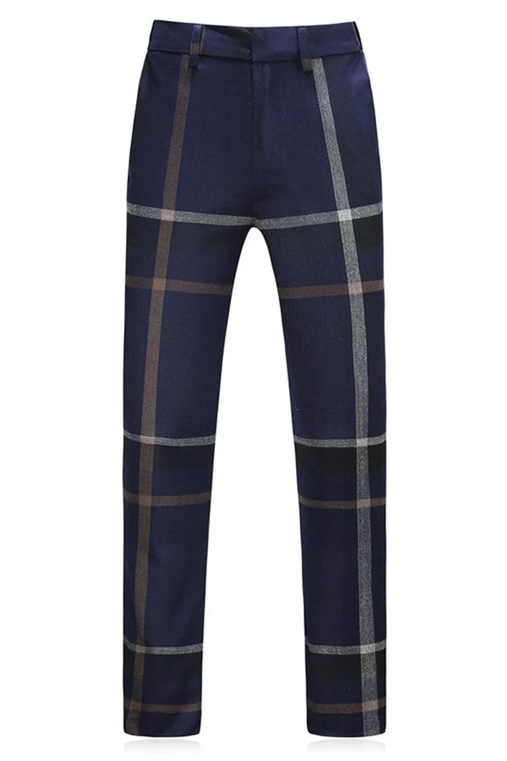 Dark Blue Notched Lapel Plaid 3-Piece Men Suits sold by Zapaka product image thumbnail 5