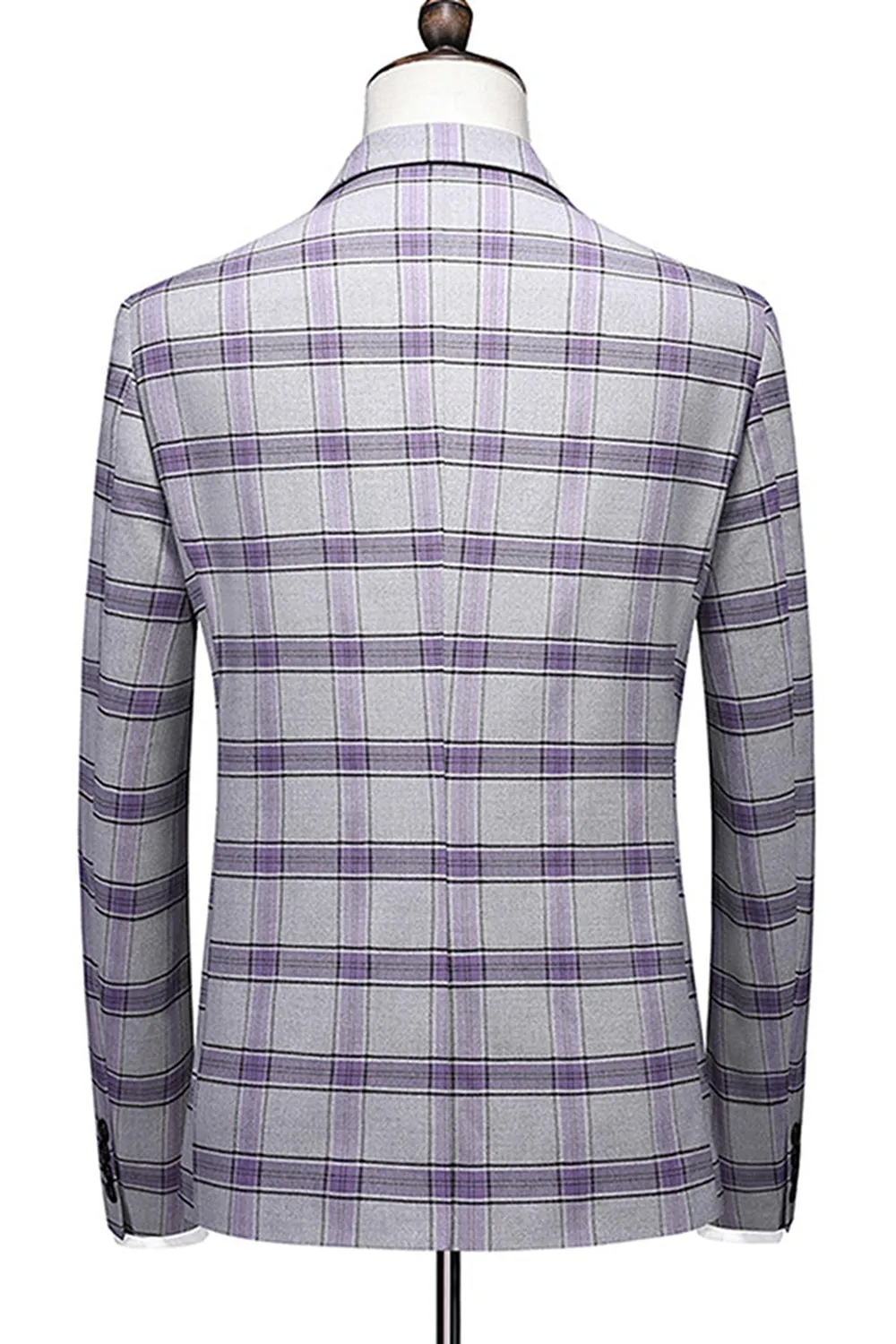 Grayish Purple Striped 3 Pieces Notched Lapel Men's Prom Suits sold by Zapaka product image thumbnail 3