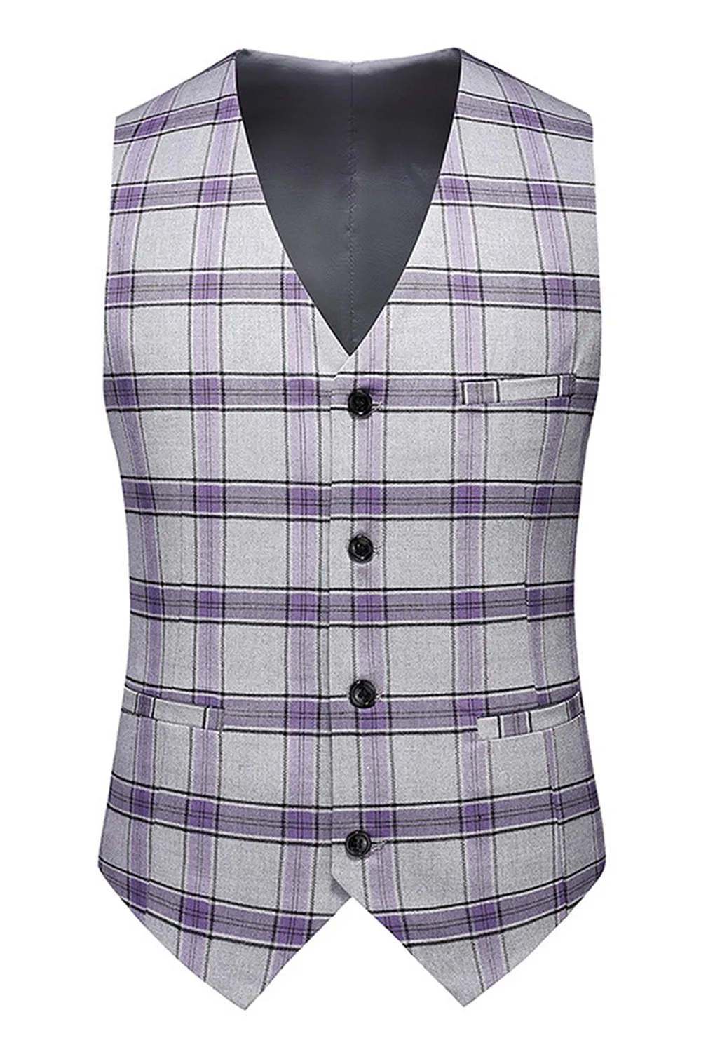 Grayish Purple Striped 3 Pieces Notched Lapel Men's Prom Suits sold by Zapaka product image thumbnail 4