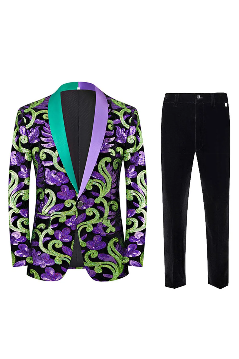 Green 2 Piece Jacquard Shawl Lapel Men's Prom Suits sold by Zapaka product image thumbnail 5