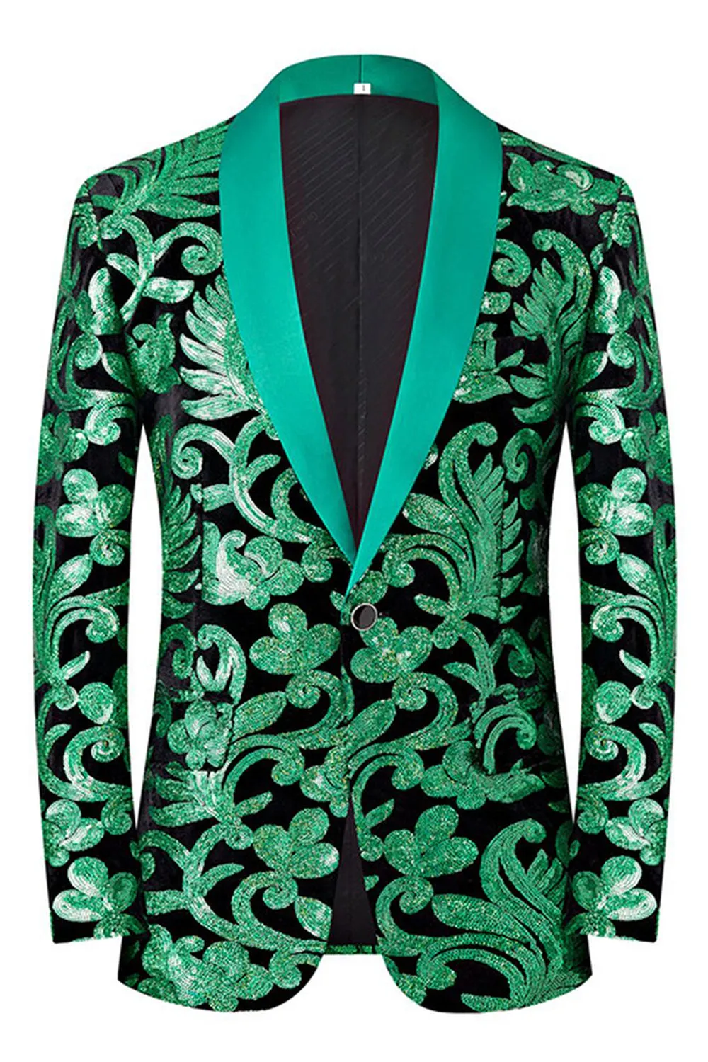 Green 2 Piece Jacquard Shawl Lapel Men's Prom Suits sold by Zapaka product image thumbnail 2